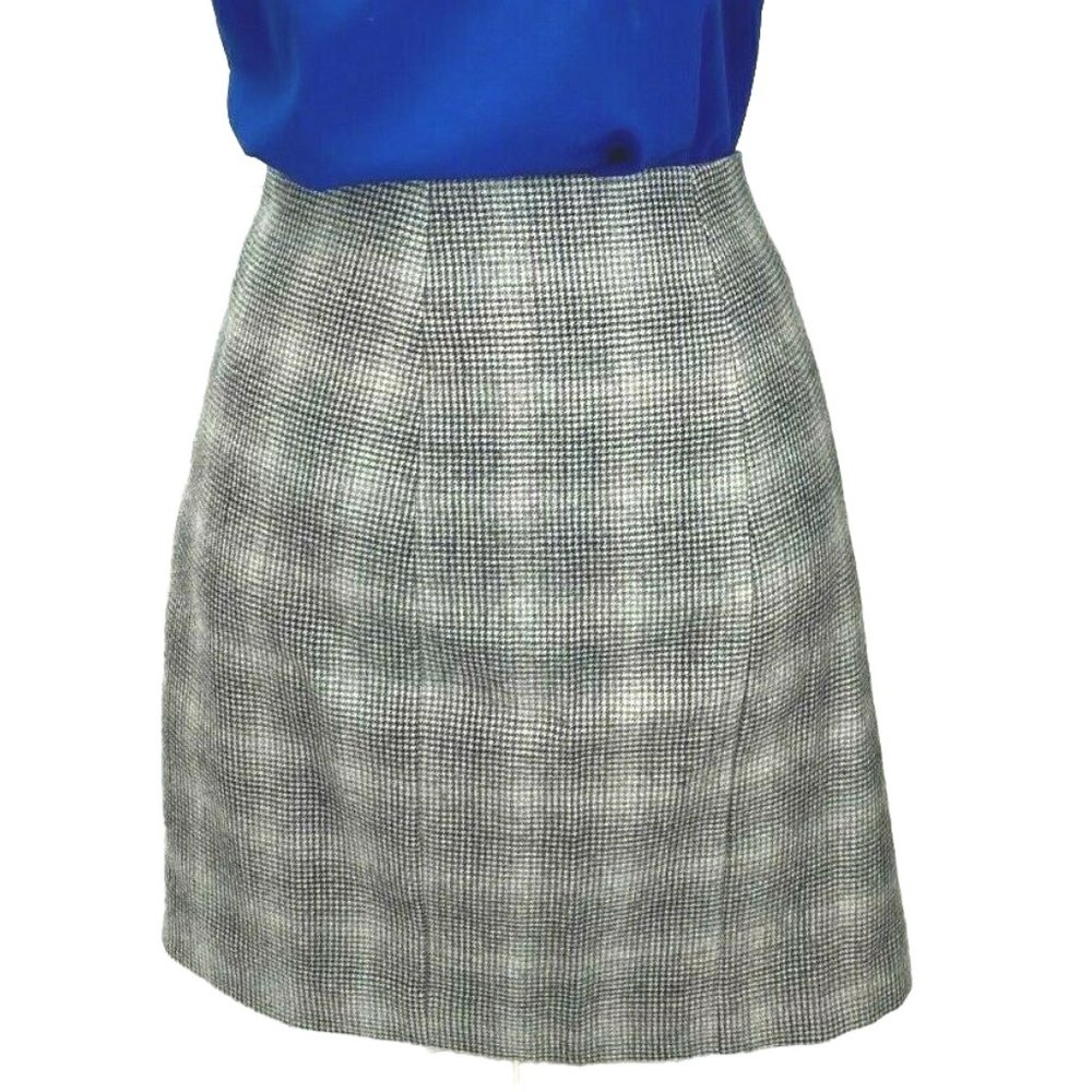 Banana Republic Wool Blend Lined Gray Plaid Skirt